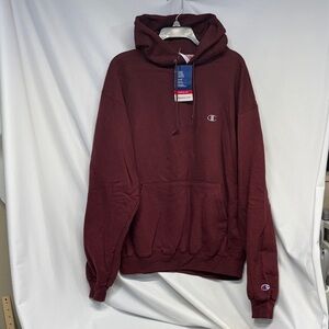 Champion  Burgundy and grey embroidered logo Hoodie sweatshirt with pocket L